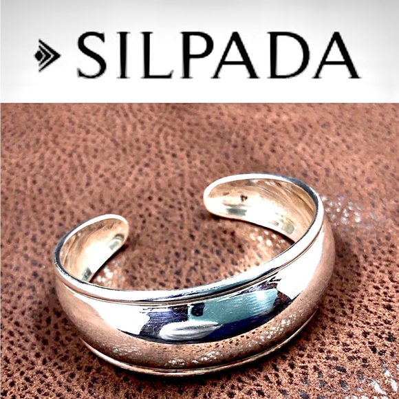 Silpada Vintage RARE Sleek Classic Sterling SIlver Cuff Bracelet, Rolled Edges - Picture 2 of 10